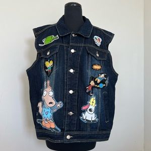 VTG Y2K Akademiks Custom Nickelodeon Denim Vest, XL